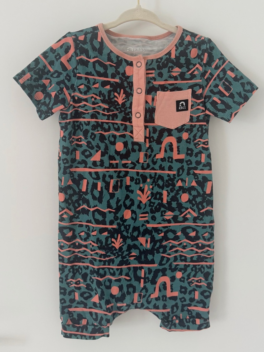 Rags to Raches Animal Print & Geo Shapes Romper